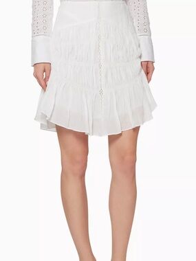 ISABEL MARANT Sidney Lace Ruffled Hem Cotton Skirt in White Size 40 EU or Large